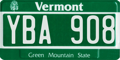 VT license plate YBA908