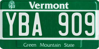 VT license plate YBA909