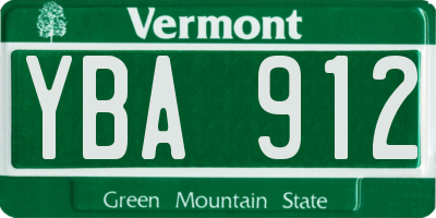 VT license plate YBA912