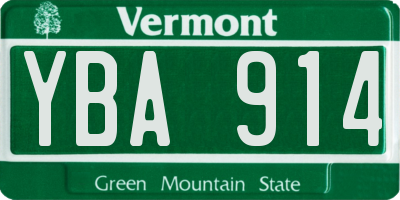 VT license plate YBA914