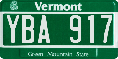 VT license plate YBA917