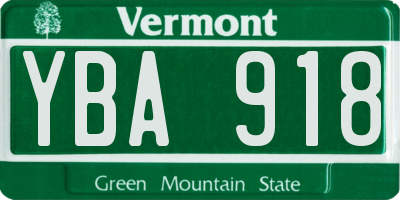 VT license plate YBA918