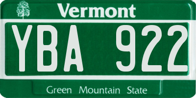 VT license plate YBA922