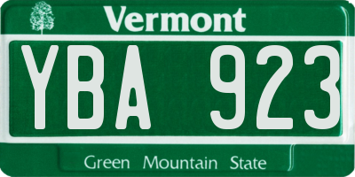 VT license plate YBA923