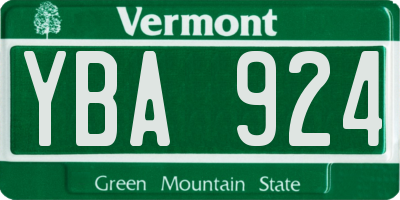 VT license plate YBA924