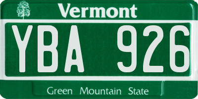 VT license plate YBA926