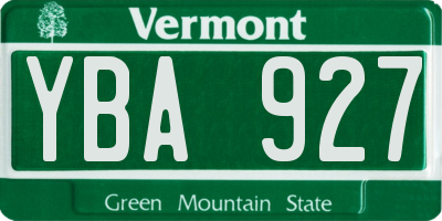 VT license plate YBA927