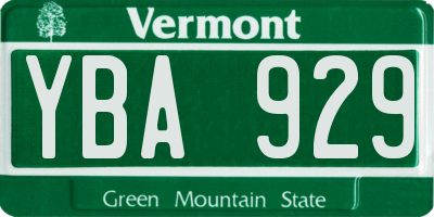 VT license plate YBA929
