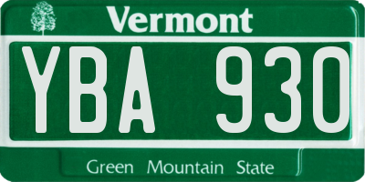 VT license plate YBA930