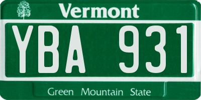 VT license plate YBA931