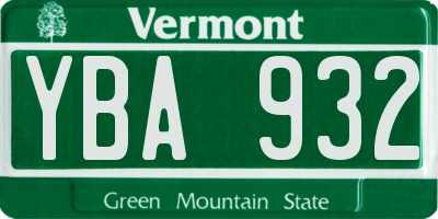 VT license plate YBA932