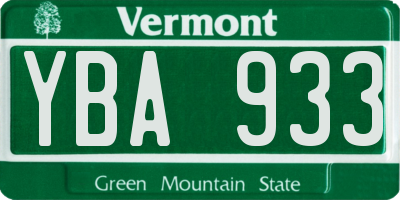 VT license plate YBA933