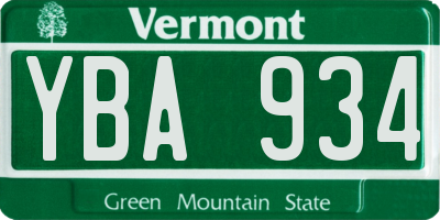 VT license plate YBA934
