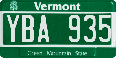 VT license plate YBA935