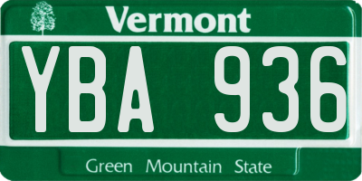 VT license plate YBA936
