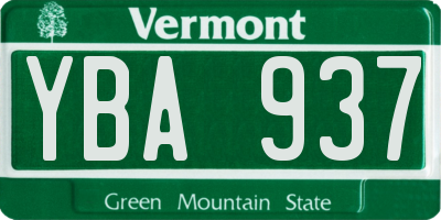 VT license plate YBA937