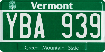 VT license plate YBA939