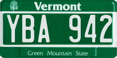 VT license plate YBA942