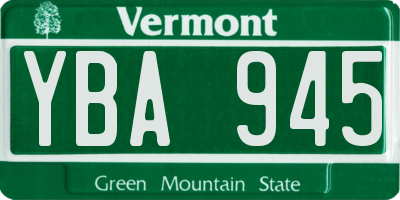 VT license plate YBA945