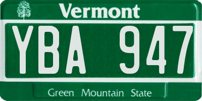 VT license plate YBA947