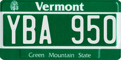 VT license plate YBA950