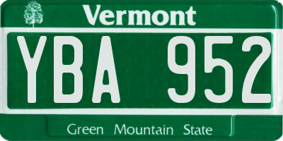 VT license plate YBA952