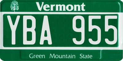 VT license plate YBA955