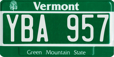VT license plate YBA957