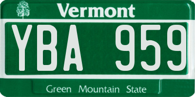 VT license plate YBA959