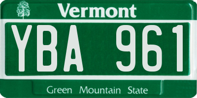 VT license plate YBA961