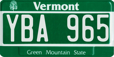 VT license plate YBA965