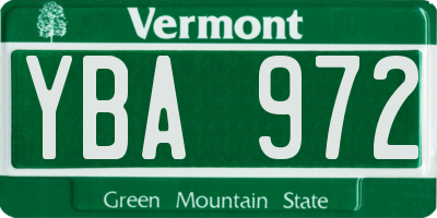VT license plate YBA972