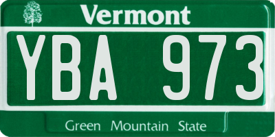 VT license plate YBA973