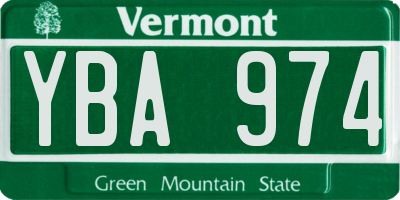 VT license plate YBA974
