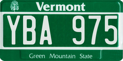 VT license plate YBA975