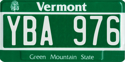 VT license plate YBA976