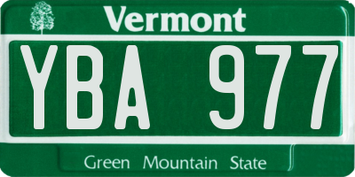 VT license plate YBA977