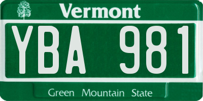 VT license plate YBA981
