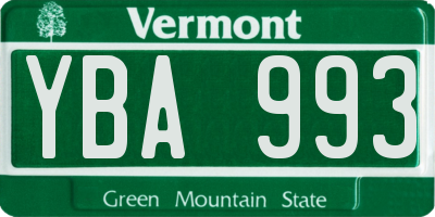 VT license plate YBA993