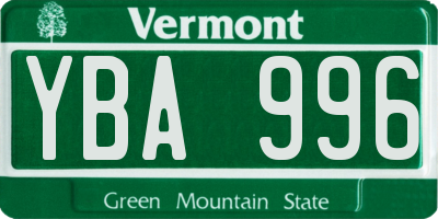 VT license plate YBA996