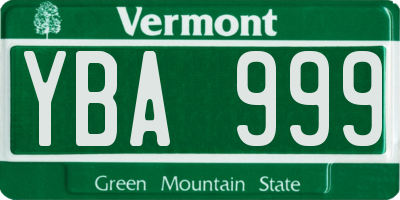 VT license plate YBA999