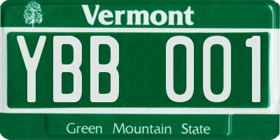 VT license plate YBB001