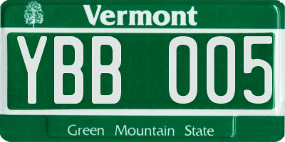 VT license plate YBB005
