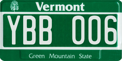 VT license plate YBB006