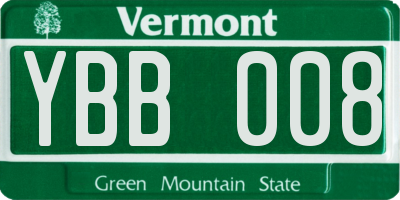 VT license plate YBB008