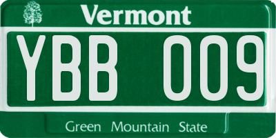 VT license plate YBB009