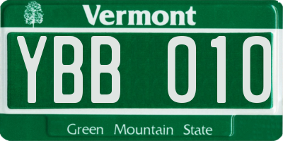 VT license plate YBB010