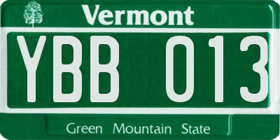 VT license plate YBB013