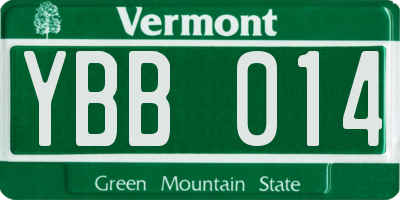 VT license plate YBB014
