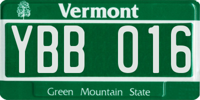 VT license plate YBB016